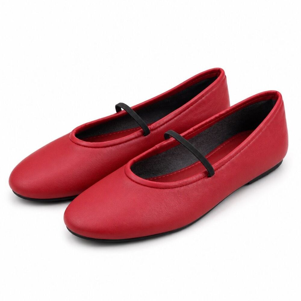 Seychelles Womens Red Round Toe Elastic Strap Slip-On Ballet Flats Size 6.5